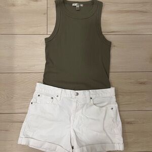 Banana Republic Olive Tank top size Medium and GAP White Short Size 29 P Set